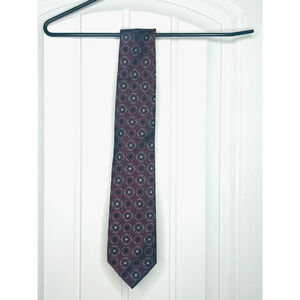 Jos. A. Bank Signature Collection Burgundy and Gray Geometric Designer Silk Tie